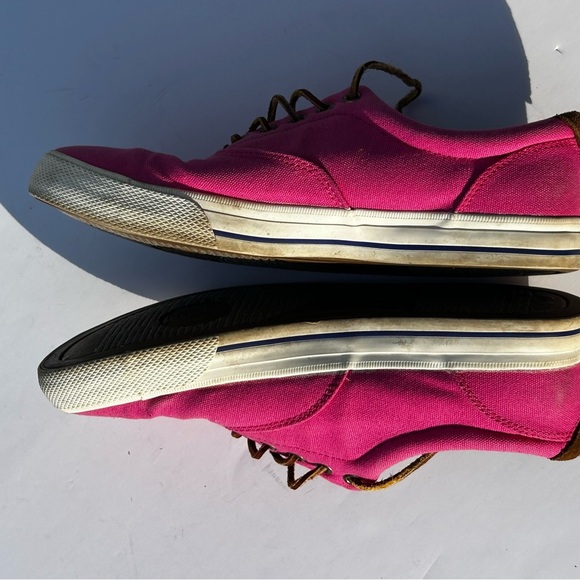 POLO Ralph Lauren Fuchsia and Navy Sneaker Leather Laces Size 9.5 - Picture 7 of 11